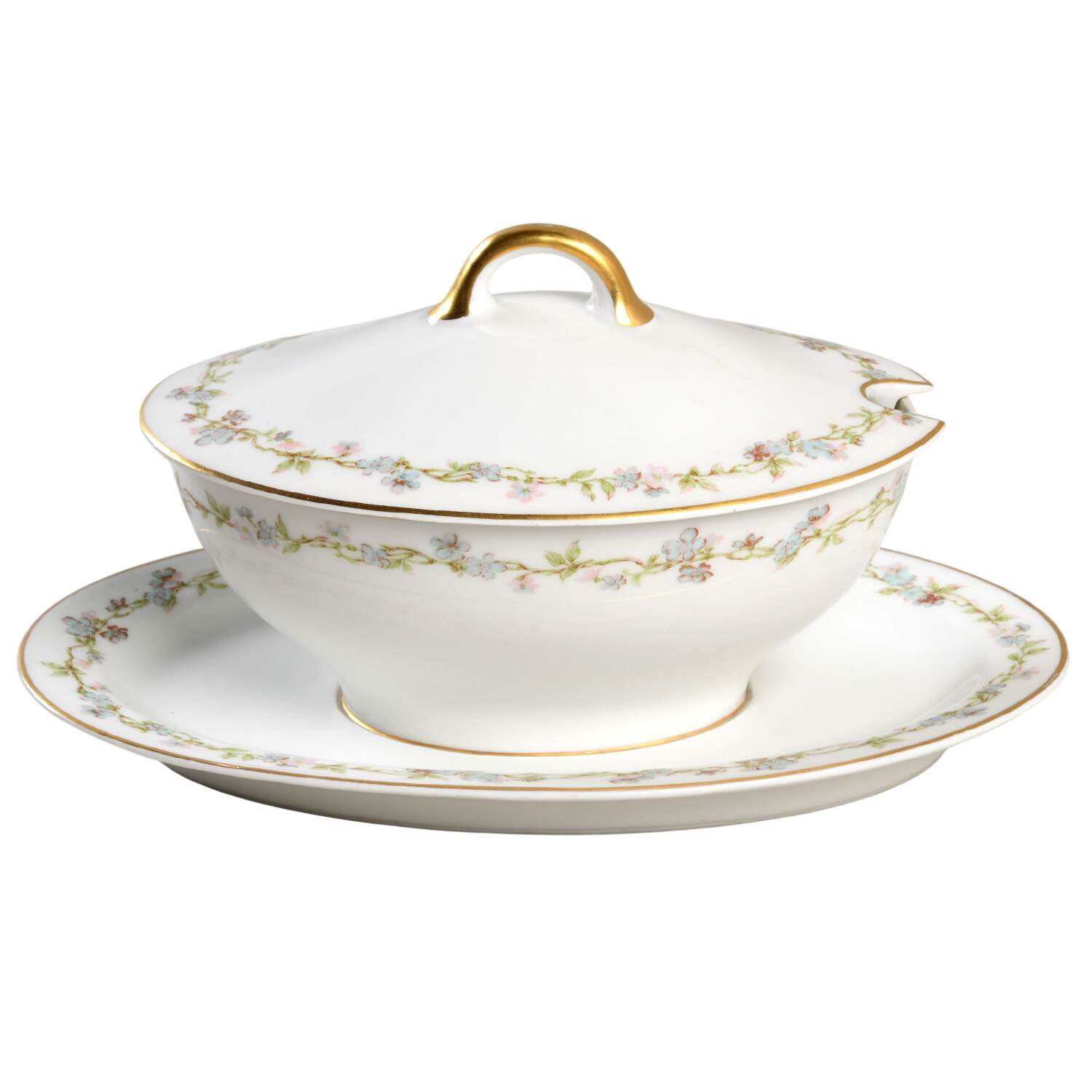 Schleiger 983 Gravy Boat w/Attached Underplate & Lid by Haviland-1