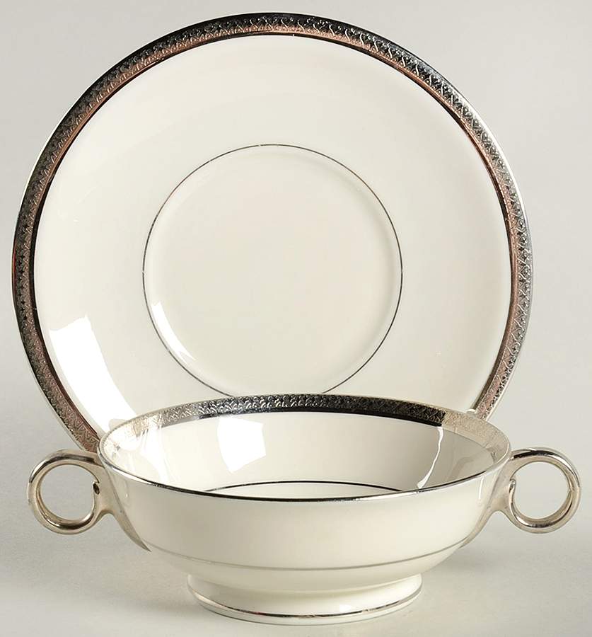 Shelton Footed Cream Soup Bowl & Saucer Set by Haviland-1