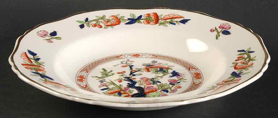 Indian Tree (Scalloped, Gold) Rim Soup Bowl by Sampson Hancock & Sons-1