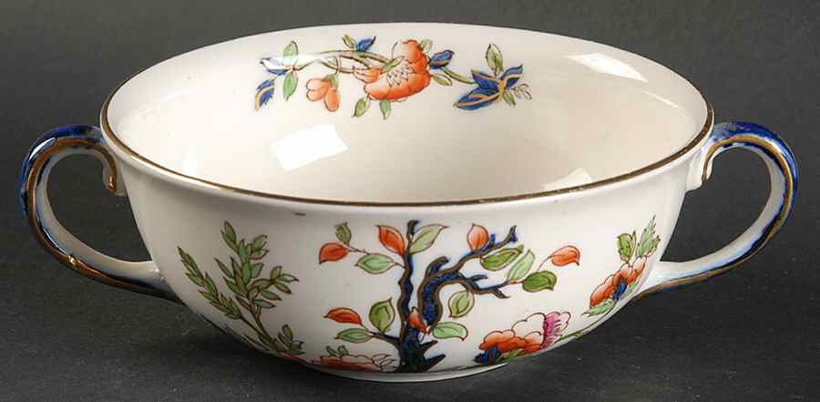 Indian Tree (Scalloped, Gold) Flat Cream Soup Bowl by Sampson Hancock & Sons-1