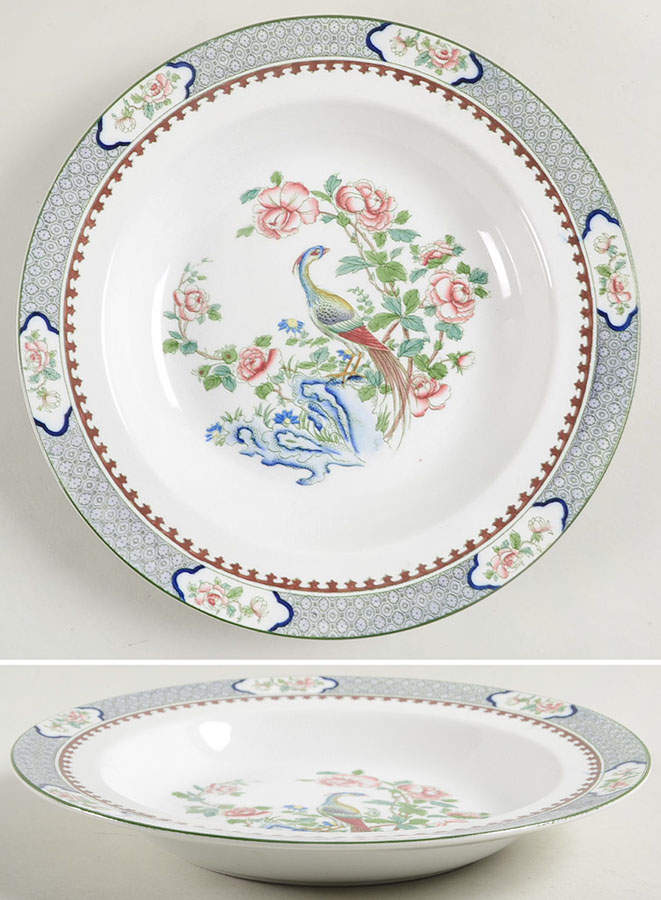 Rockery & Pheasant Large Rim Soup Bowl by Sampson Hancock & Sons-1