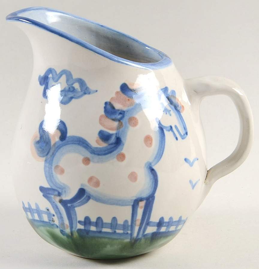 Country Scene Blue 16 Oz Pitcher by M A Hadley-1