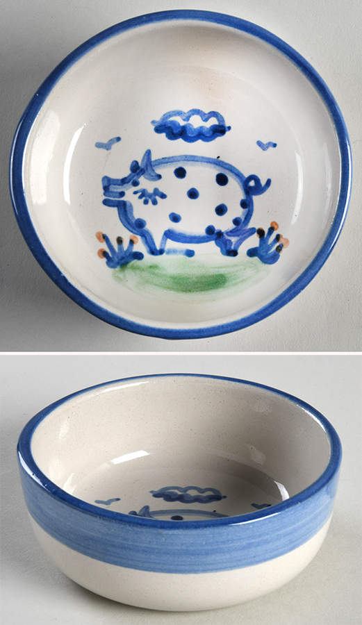Country Scene Blue Fruit/Dessert (Sauce) Bowl by M A Hadley-1