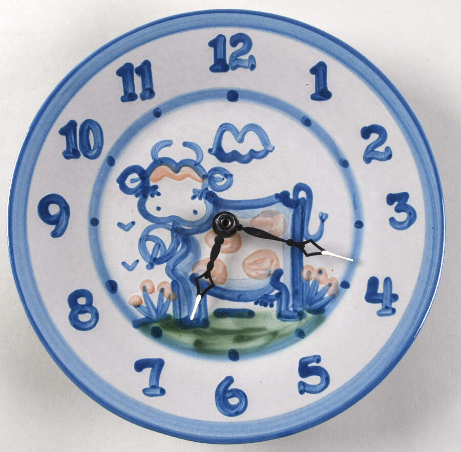 Country Scene Blue Clock Plate by M A Hadley-1