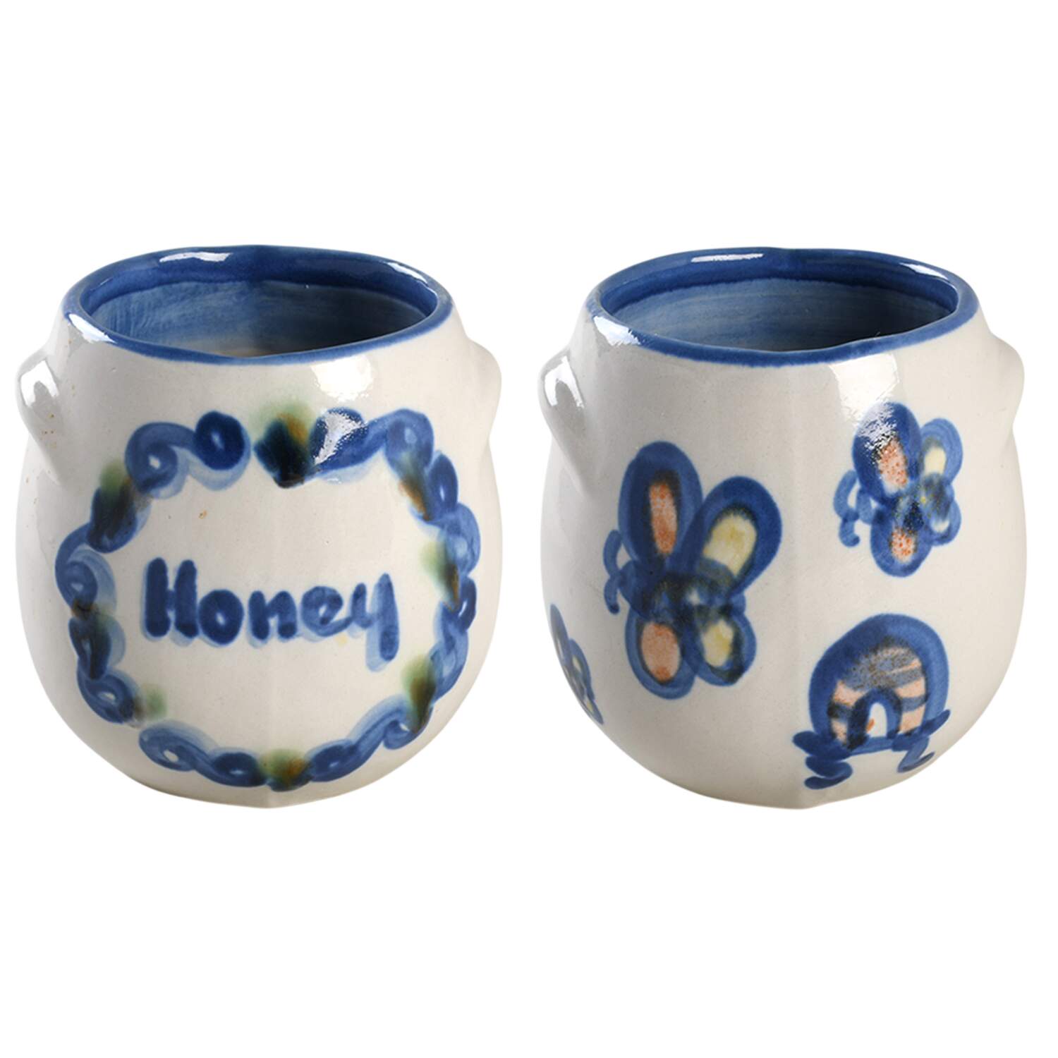 Country Scene Blue Honey Pot No Lid by M A Hadley-1