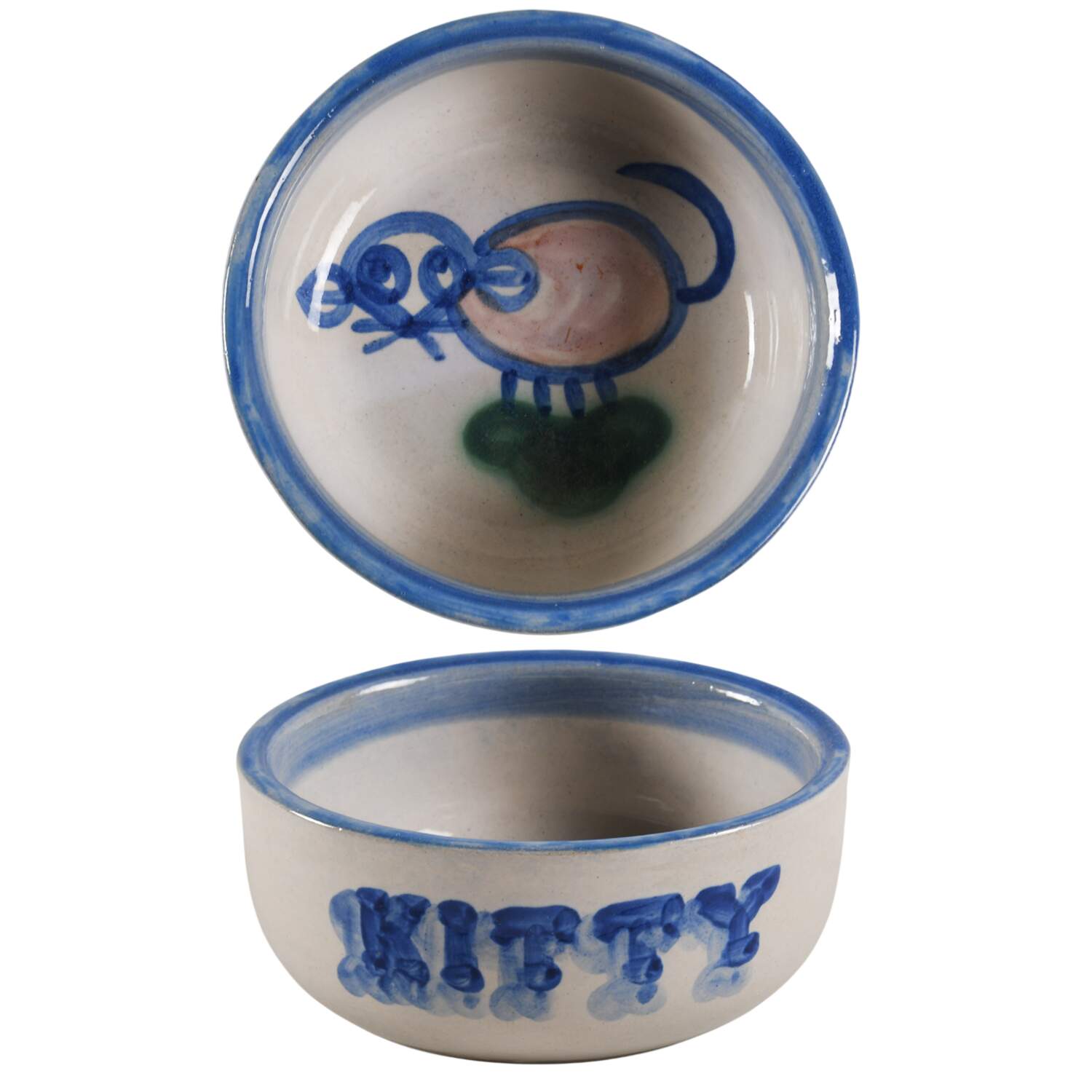 Country Scene Blue Pet Bowl by M A Hadley-1