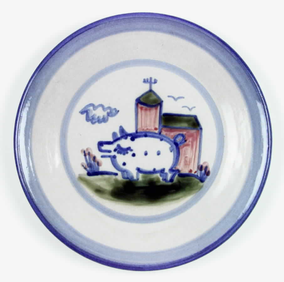 Country Scene Blue Dinner Plate by M A Hadley-1