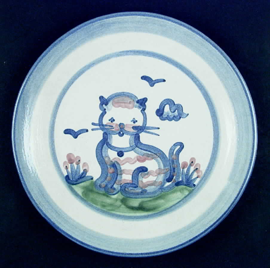 Country Scene Blue Salad/Dessert Plate by M A Hadley-1