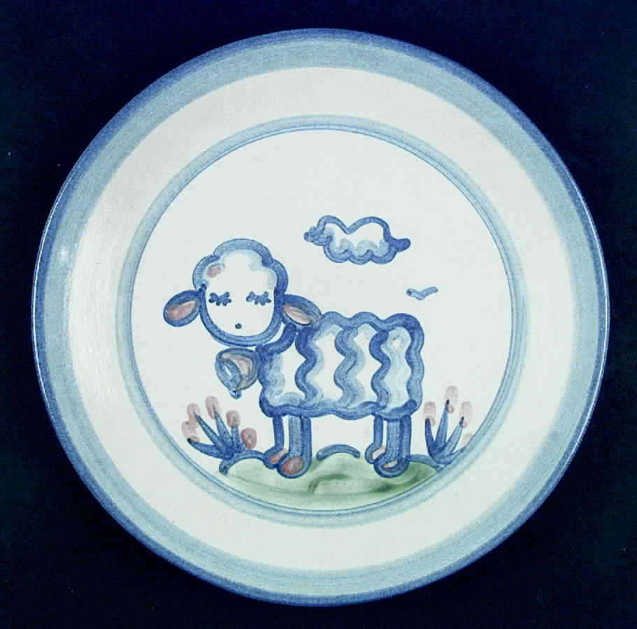 Country Scene Blue Salad/Dessert Plate by M A Hadley-1