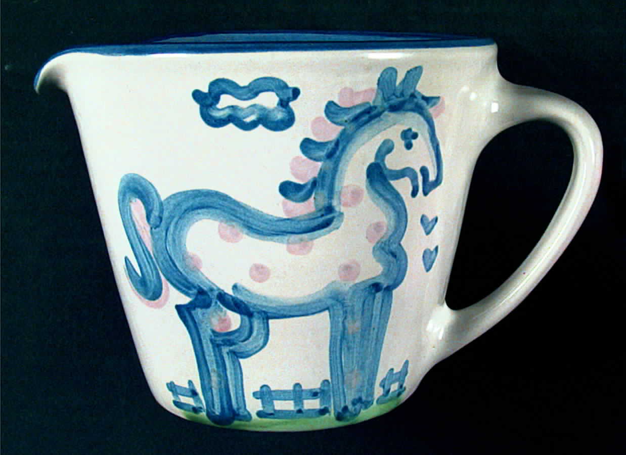 Country Scene Blue Mixing Pitcher by M A Hadley-1