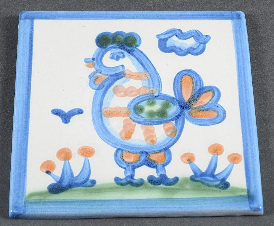 Country Scene Blue 6" Individual Ceramic Tile Insert by M A Hadley-1