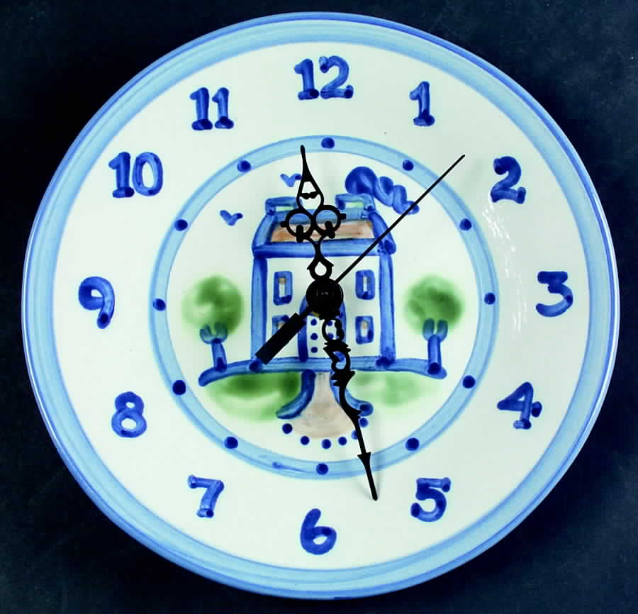Country Scene Blue Clock Plate by M A Hadley-1
