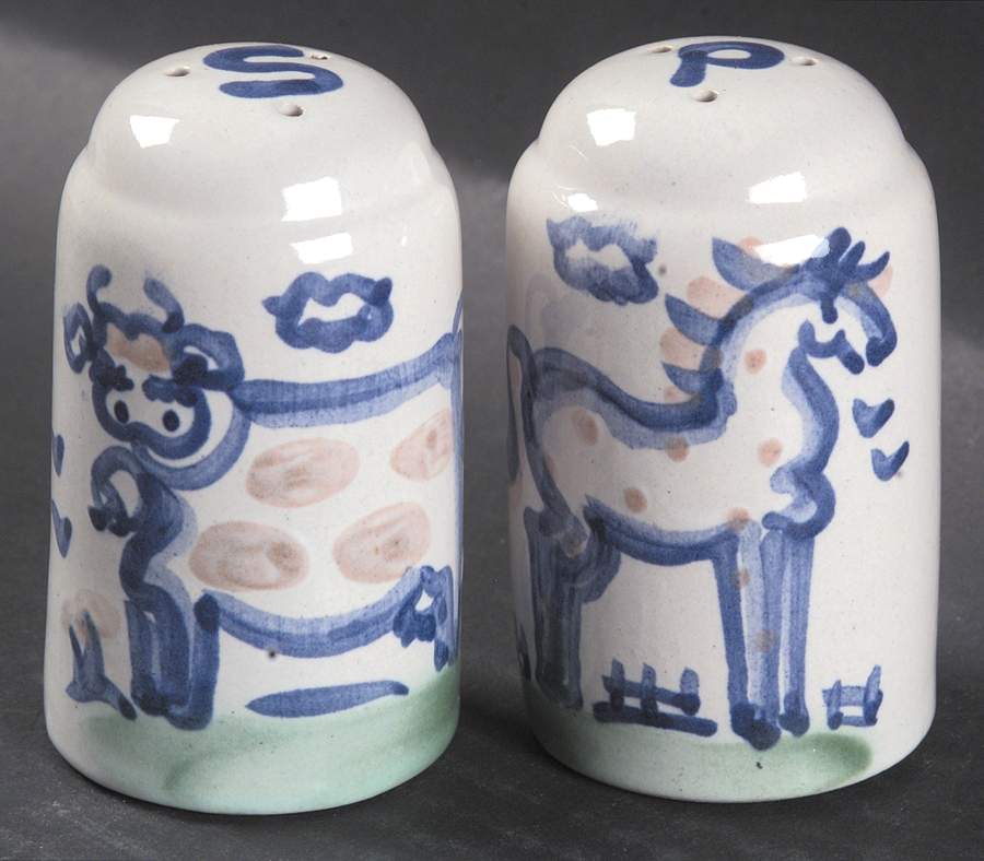 Country Scene Blue Salt & Pepper Set by M A Hadley-1