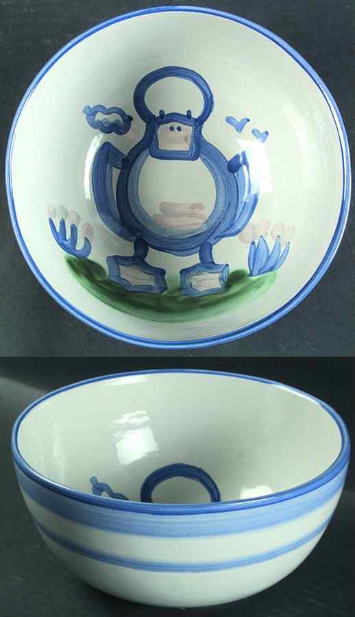 Country Scene Blue 8" Salad Serving Bowl by M A Hadley-1