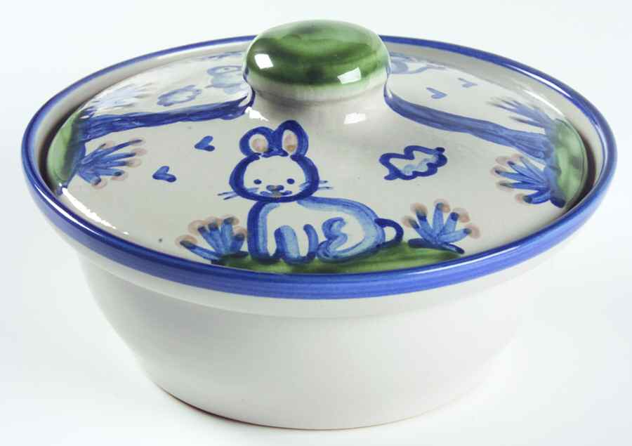 Country Scene Blue Large Butter Tub & Lid by M A Hadley-1