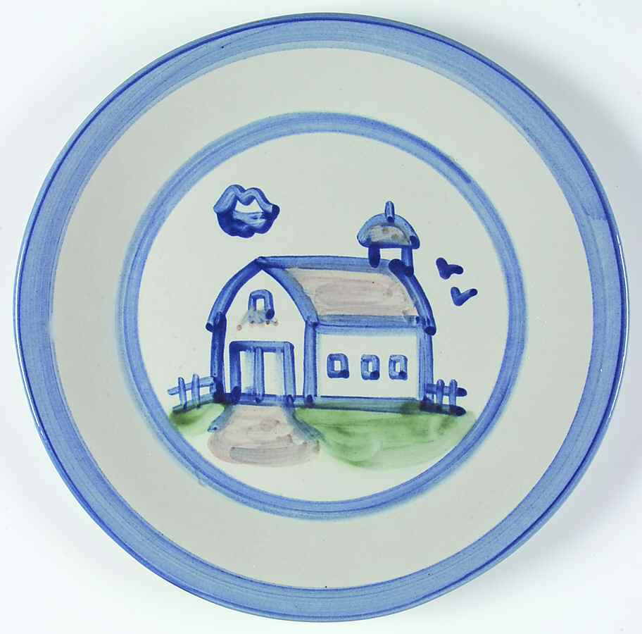 Country Scene Blue Dinner Plate by M A Hadley-1