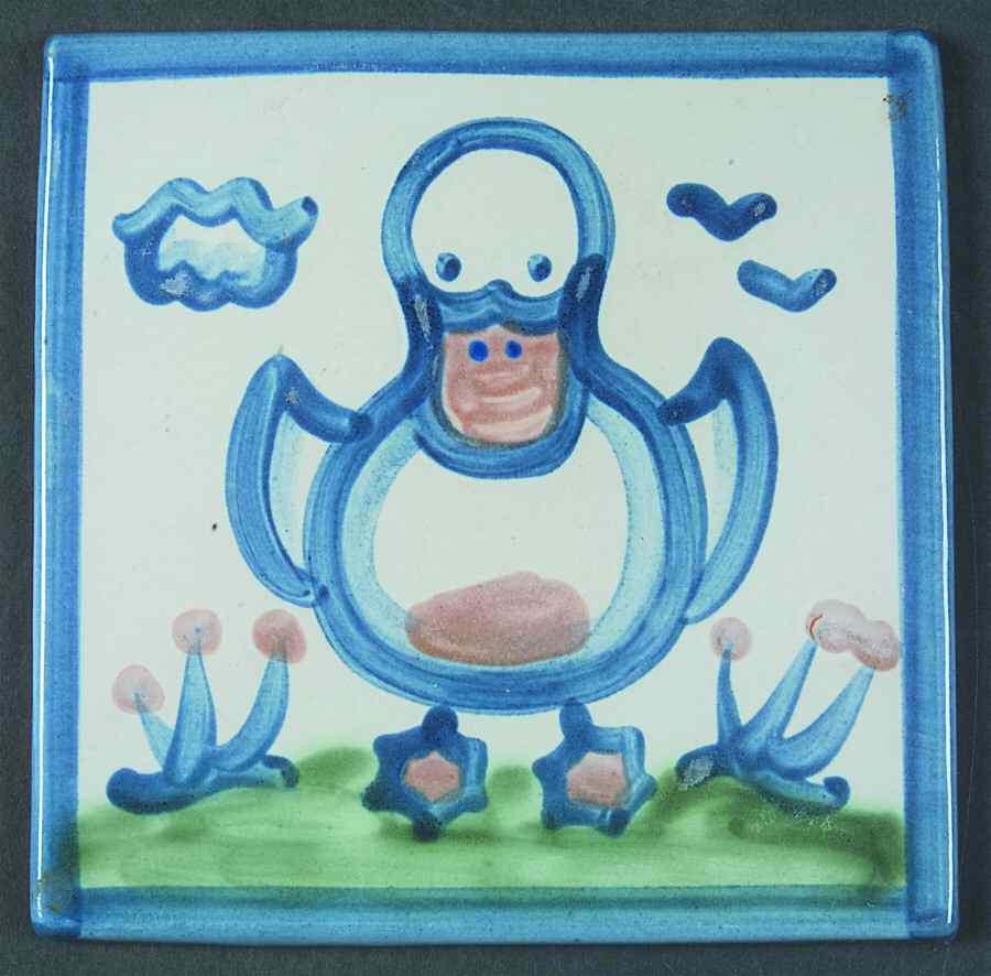 Country Scene Blue 6" Individual Ceramic Tile Insert by M A Hadley-1