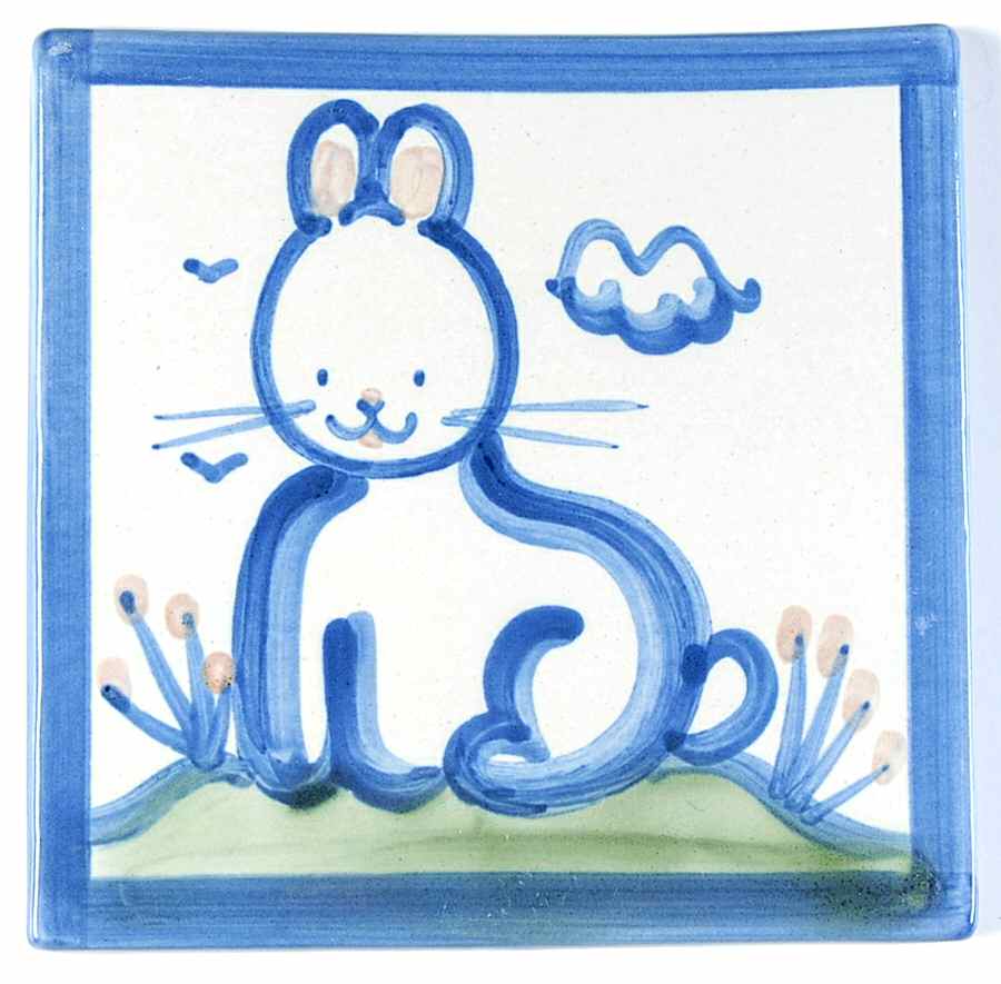 Country Scene Blue 6" Individual Ceramic Tile Insert by M A Hadley-1