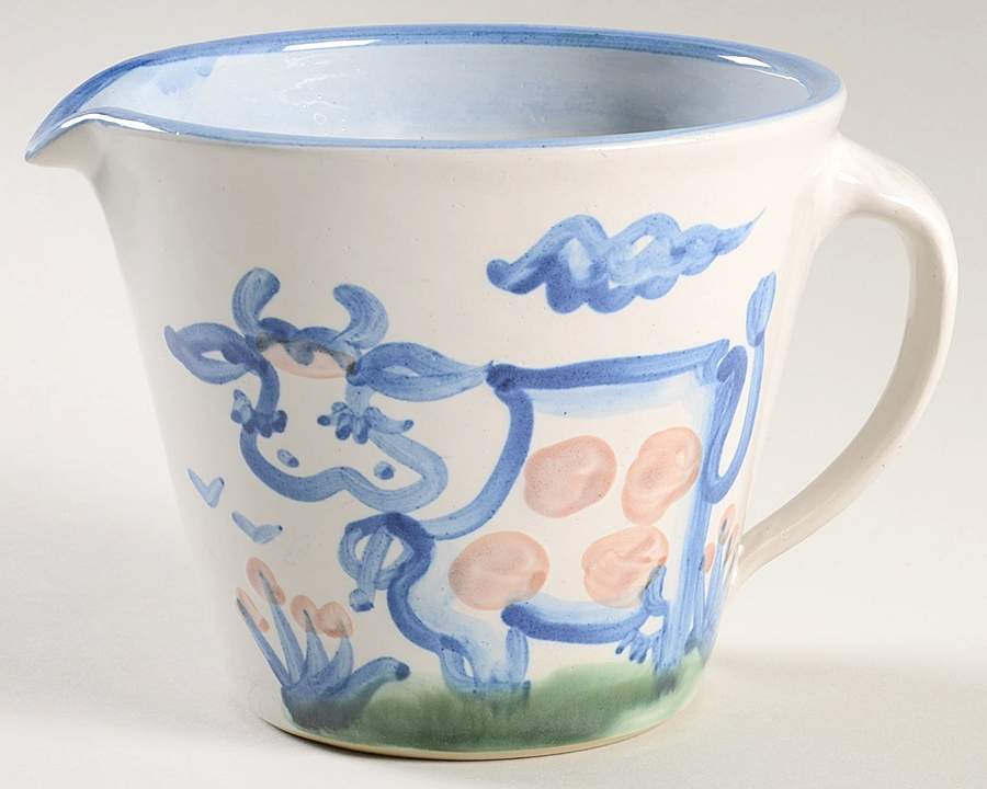 Country Scene Blue Mixing Pitcher by M A Hadley-1