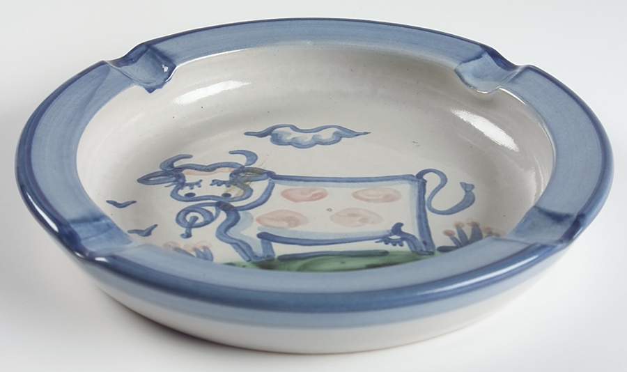 Country Scene Blue 9" Round Ashtray by M A Hadley-1