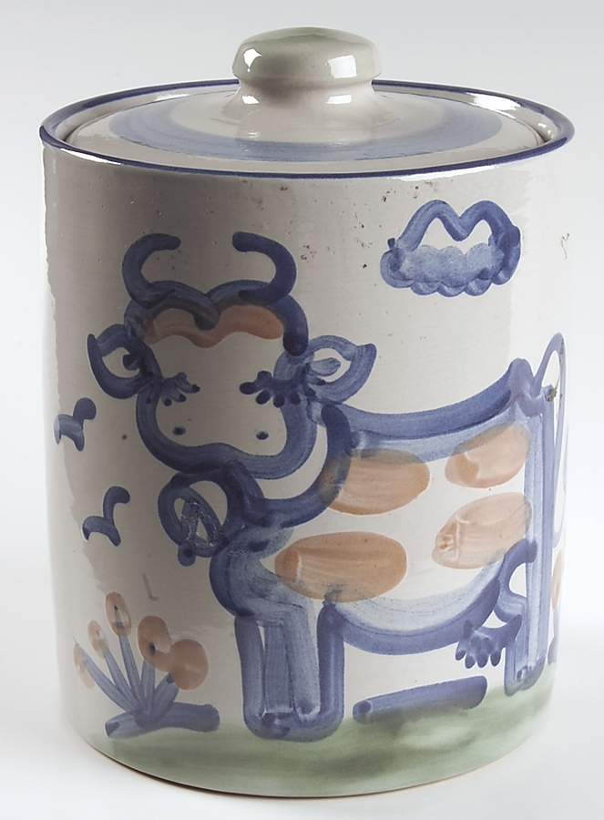 Country Scene Blue Medium Canister & Lid by M A Hadley-1