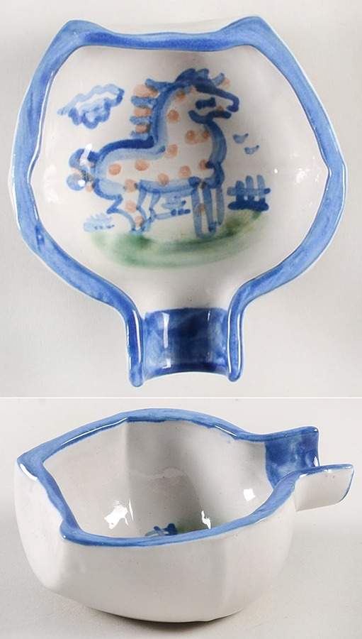 Country Scene Blue Cigar Ashtray by M A Hadley-1