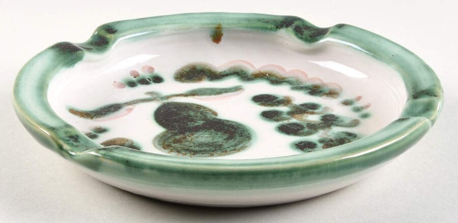 Pear and Grape Green Large Ashtray by M A Hadley-1