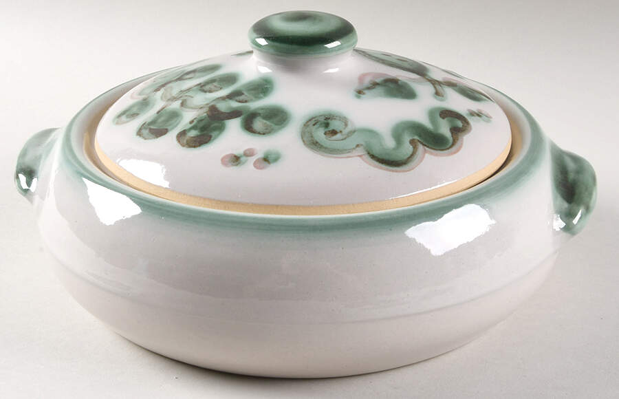 Pear and Grape Green 2 Qt Round Covered Casserole by M A Hadley-1