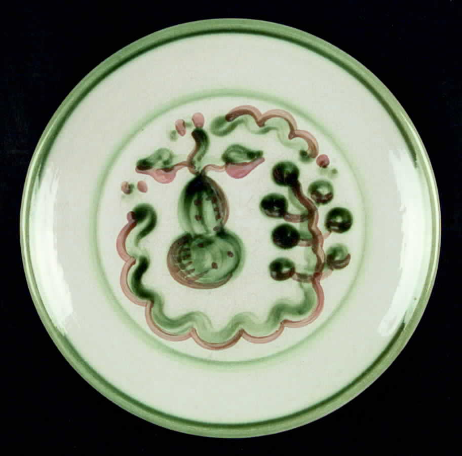 Pear and Grape Green Dinner Plate by M A Hadley-1