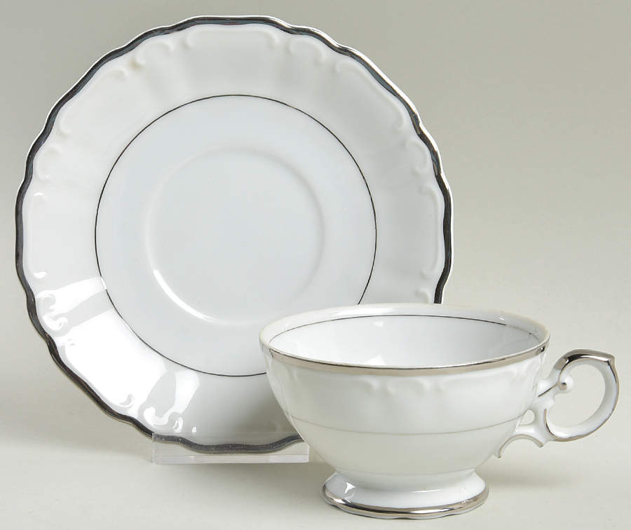 Silver Sonata Footed Cup & Saucer Set by Harmony House China-1