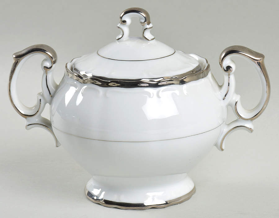 Silver Sonata Sugar Bowl & Lid by Harmony House China-1