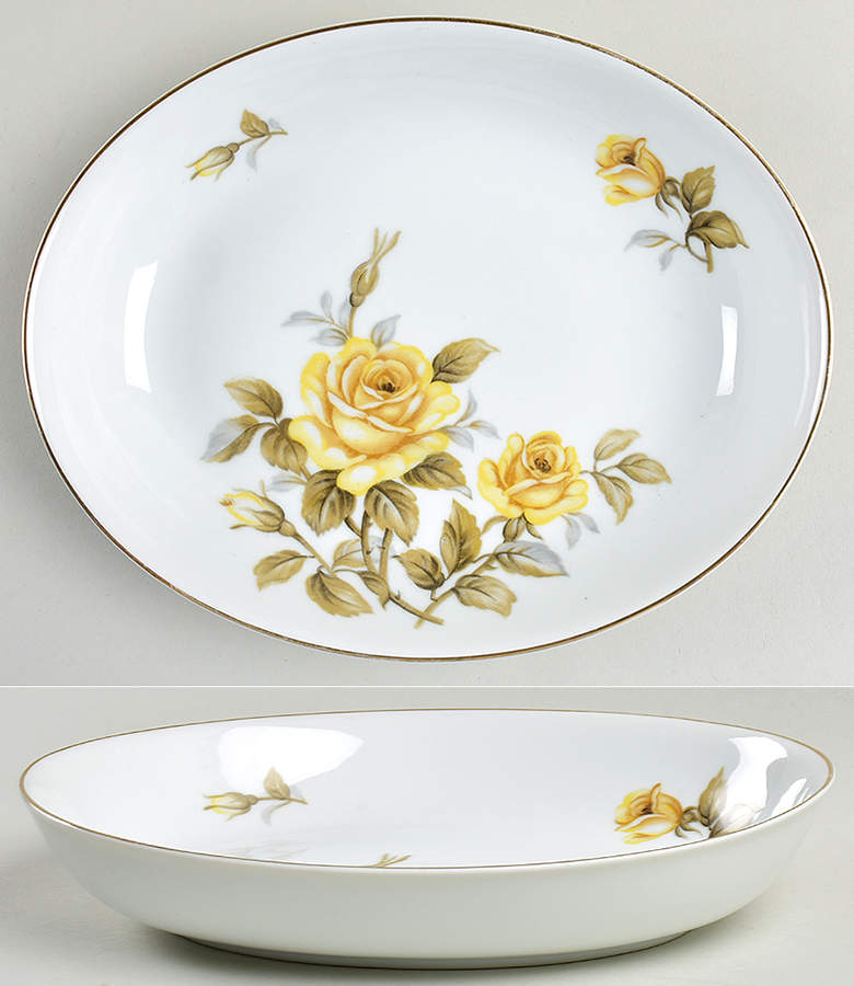 Yellow Rose 9" Oval Vegetable Bowl by Harmony House China-1