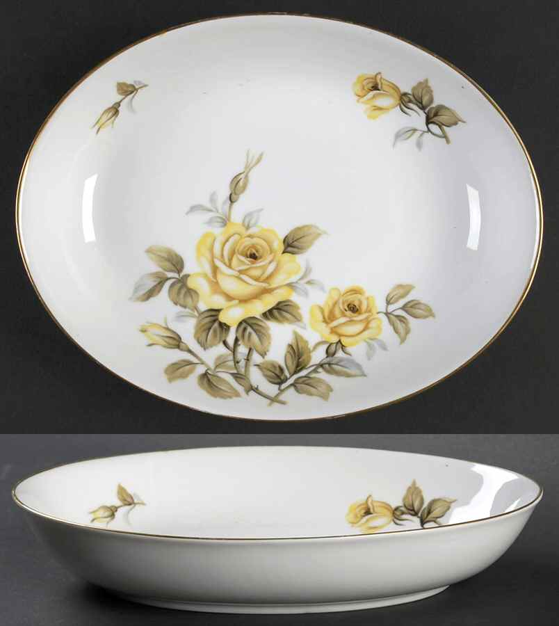 Yellow Rose 10" Oval Vegetable Bowl by Harmony House China-1