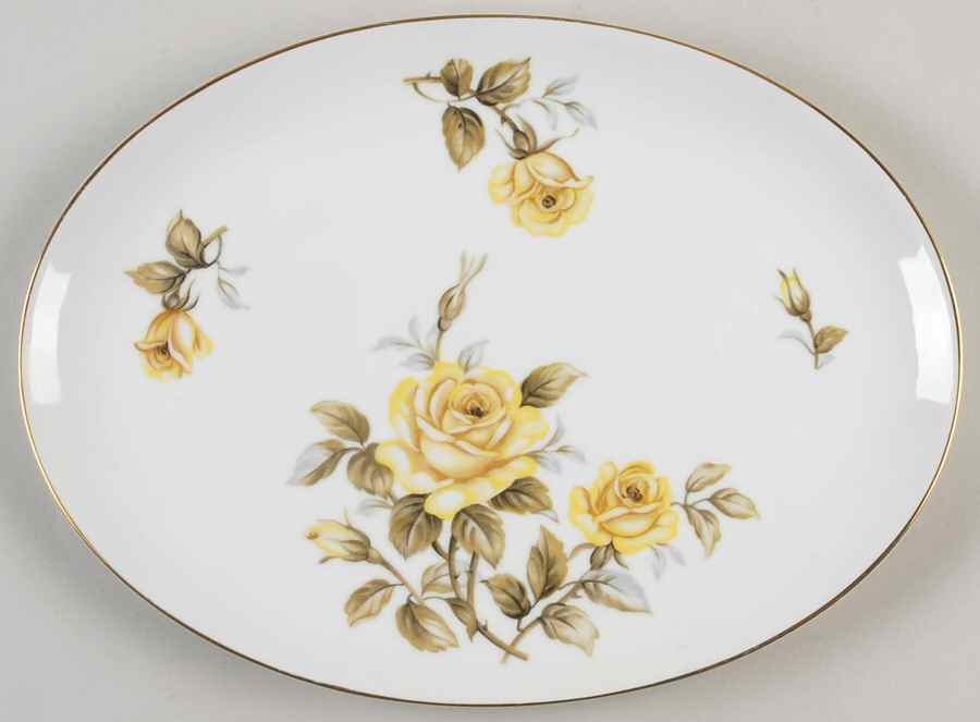 Yellow Rose 12" Oval Serving Platter by Harmony House China-1