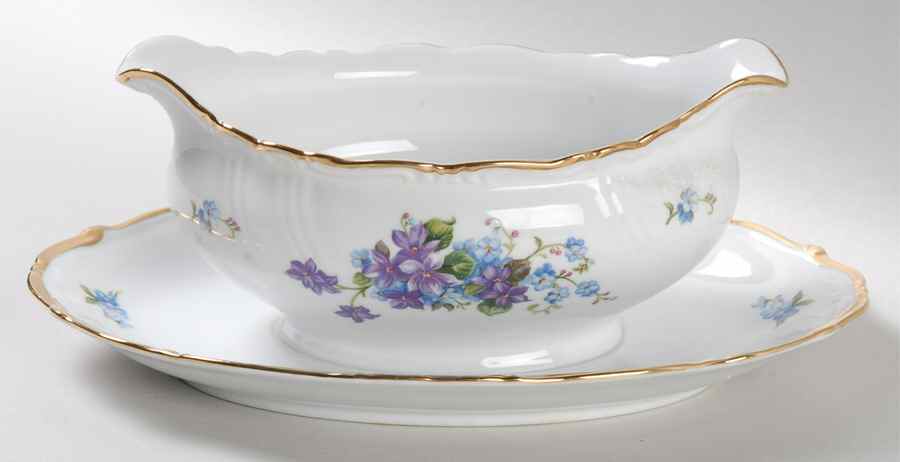 Spring Garden Gravy Boat with Attached Underplate by Halsey-1