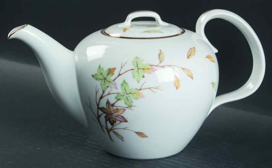Swirling Leaves Teapot & Lid by Halsey-1