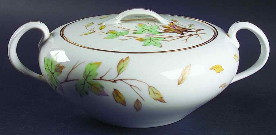 Swirling Leaves Round Covered Vegetable by Halsey-1