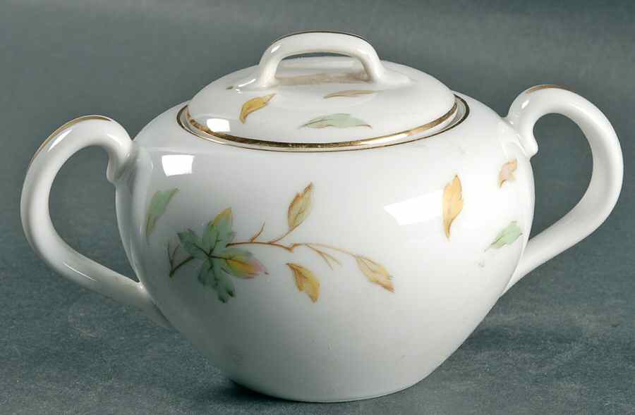 Swirling Leaves Sugar Bowl & Lid by Halsey-1