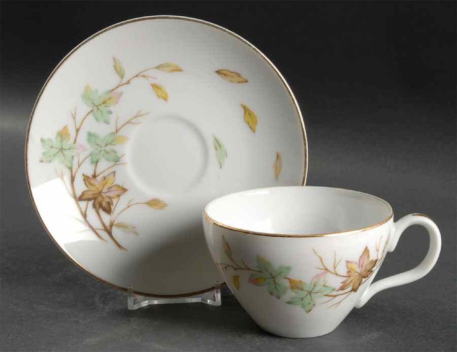 Swirling Leaves Flat Cup & Saucer Set by Halsey-1