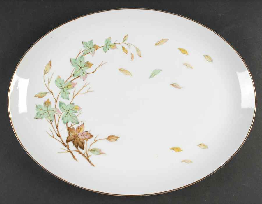 Swirling Leaves 16" Oval Serving Platter by Halsey-1