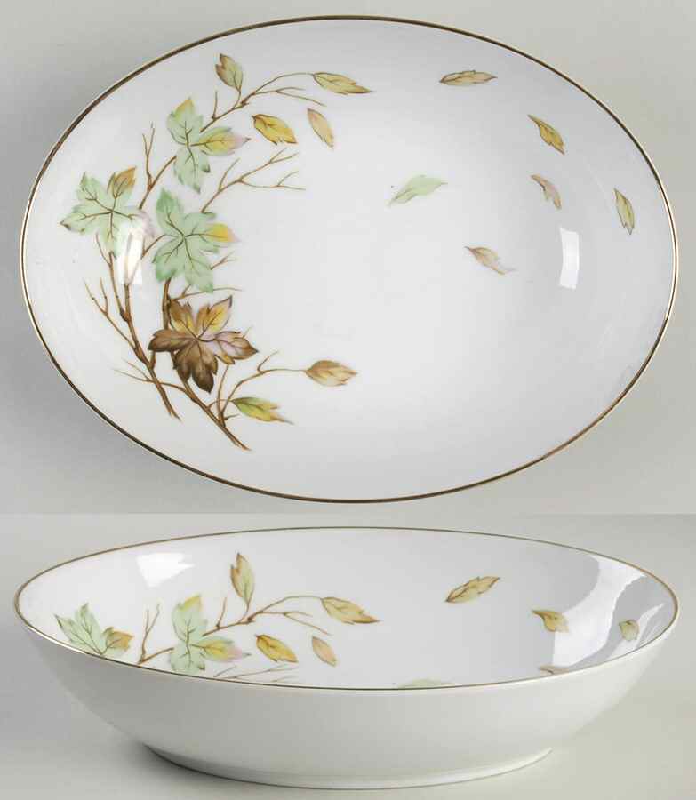 Swirling Leaves 10" Oval Vegetable Bowl by Halsey-1