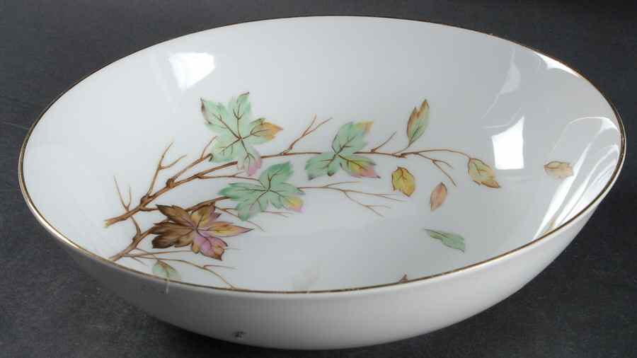 Swirling Leaves 9" Round Vegetable Bowl by Halsey-1