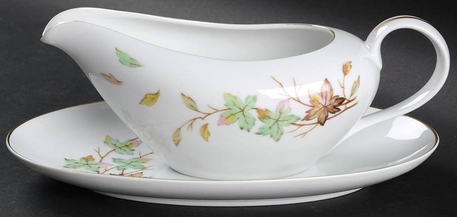 Swirling Leaves Gravy Boat & Underplate/Relish by Halsey-1