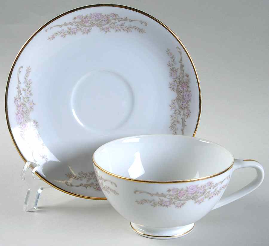 Sweetheart Rose Footed Cup & Saucer Set by Halsey-1