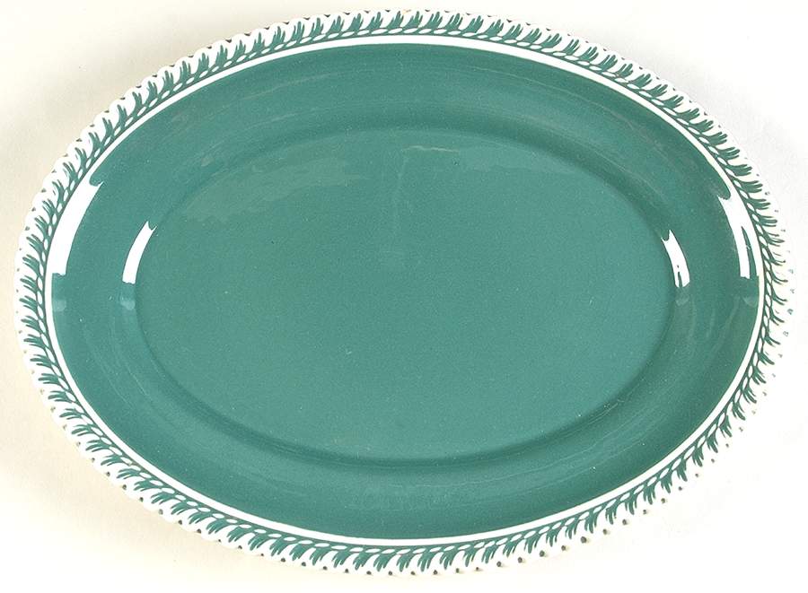 Corinthian (Dark Teal Green) 11" Oval Serving Platter by Harker-1