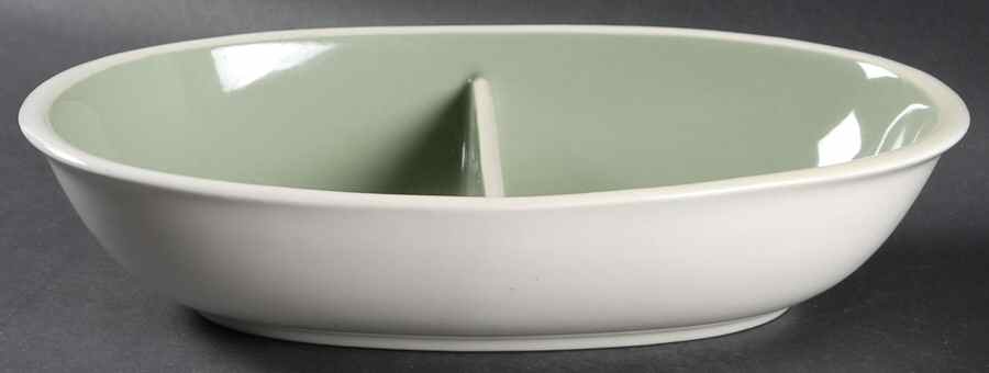 Ivy Wreath 10" Oval Divided Vegetable Bowl by Harker-1