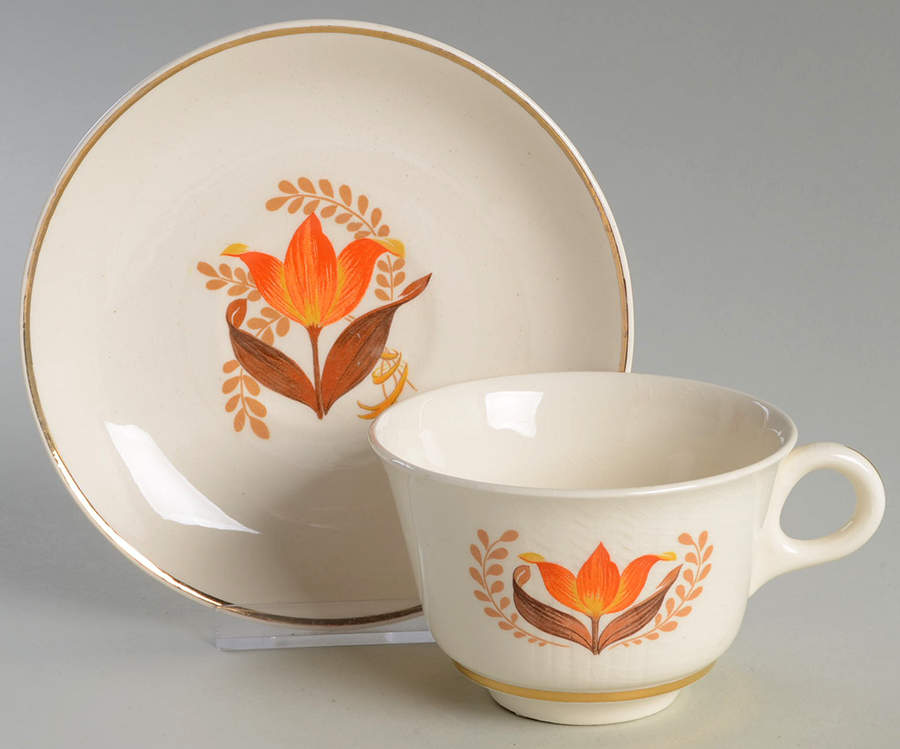 Modern Tulip Flat Cup & Saucer Set by Harker-1