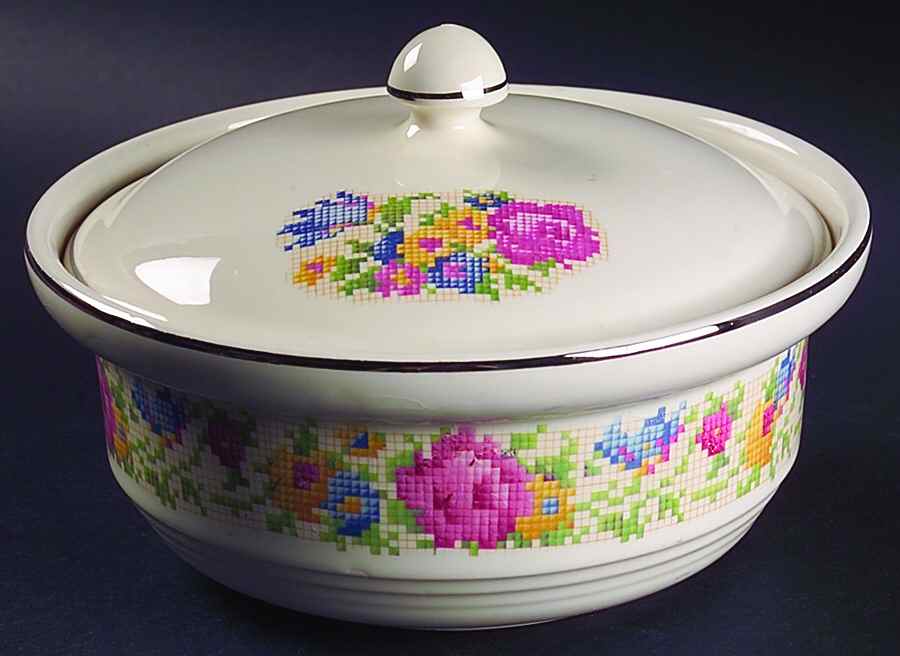 Petit Point 1 Qt Round Covered Casserole by Harker-1