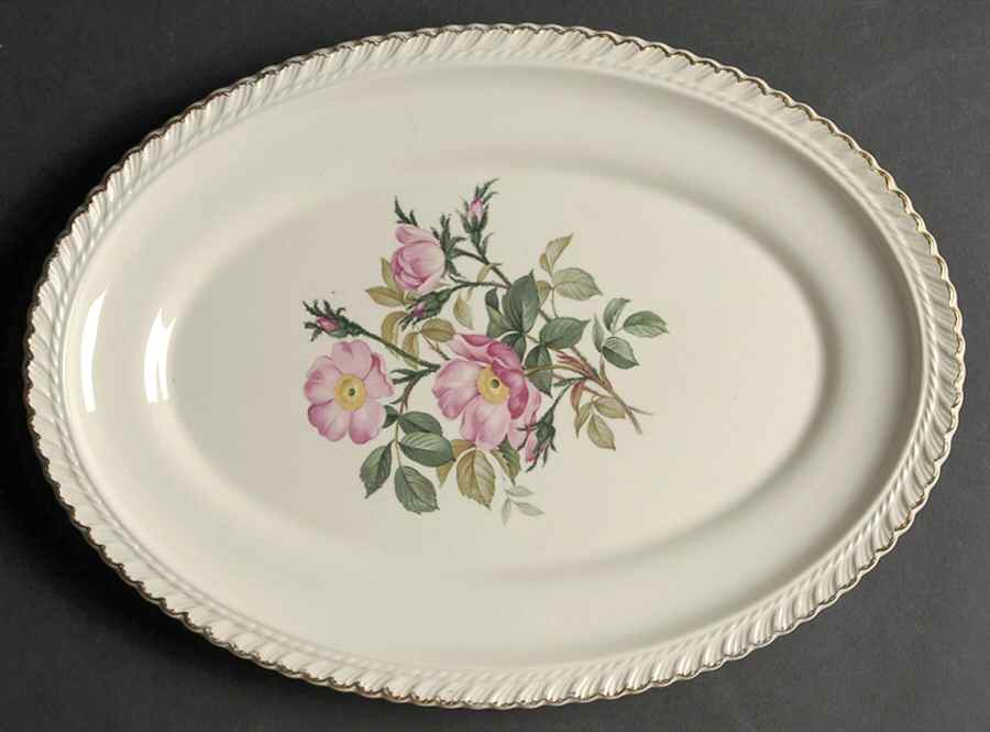 Wild Rose (Royal Gadroon) 13" Oval Serving Platter by Harker-1