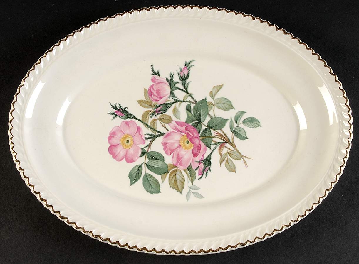 Wild Rose (Royal Gadroon) 11" Oval Serving Platter by Harker-1